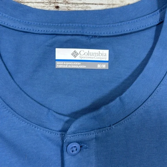 Columbia Men's Short Sleeve Henley II Shirt Landroamer sz Medium Skyler Blue - Picture 4 of 11